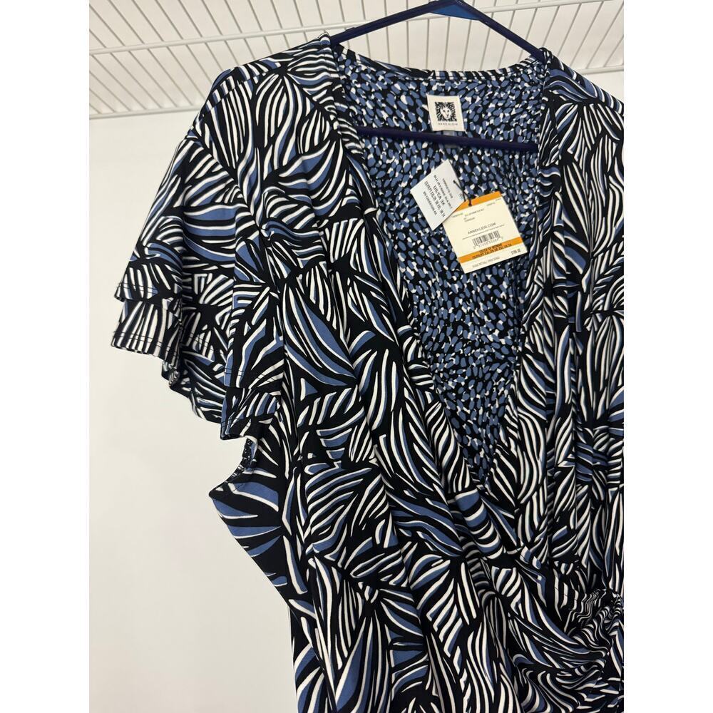 Anne Klein Faux-Wrap Flutter Sleeve Floral Print Dress Multi-Color 3X - Picture 8 of 10